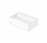 Steinberg Serie 443 Lavabo mural, con toallero, 600x400x200mm, 1 agujero para grifo, con rebosadero, SolidSurface, 4437260W, Color: Blanco mate