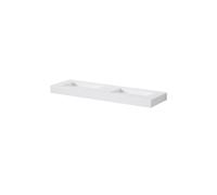 Steinberg Serie 444 Lavabo doble suspendido, 1500x460x100mm, SolidSurface, 2 agujeros para grifo, sin rebosadero, 4447200W