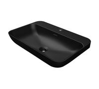 Steinberg Serie 449 Lavabo mural, 600x400x120mm, SOLIDSurface, 1 agujero para grifo, con rebosadero, 4497300S, Color: negro mate