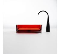Steinberg Serie 489 lavabo sobre encimera, rectangular, de poliresina, con tapón de desagüe, 550x550x360mm, 489701034, Color: Ruby