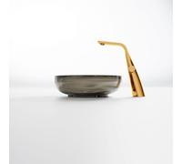 Steinberg Serie 489 lavabo sobre encimera, redondo, de poliresina, con tapón de desagüe, 400x400x140mm, 489601030, Color: grafito