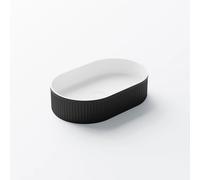 Steinberg Serie 740 lavabo sobre encimera, Ovale, sin rebosadero, 550x350x120mm, SOLIDSurface, 7407010SW, Color: Negro mate / blanco mate