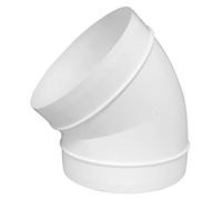 Steinberg14 Codo de tubo de 45 grados 150mm - Conector de tubo de PVC blanco - Codo de tubo de ventilación de plástico para sistemas de ventilación redondos - Conector de canal, conector de codo