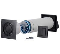 Steinberg14 Unidad de VMC Descentralizada 100 mm - Antracita Recuperador de Calor con interruptor - VMC Recuperación de Calor de Doble Flujo - Sistemas de Ventilación de Pared