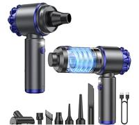 Steinborg Aspiradora de mano con batería, 7 en 1, inalámbrica con función de soplado, fuerte fuerza de succión de 16000 Pa, aspiradora de mano con soplador, luz LED para pelo de animales, 7 accesorios