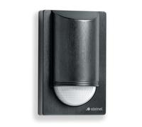 Steinel IS 2180 Eco Detector de Movimiento Negro, Sensor de Pared | sensor PIR 180°/12 m, carga de conmutación LED 350 W, protección antideslizamiento
