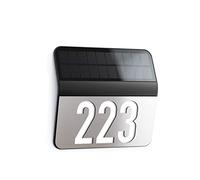 Steinel Número de casa solar My XSolar LH-N, de acero inoxidable iluminado, números troquelados a elegir individualmente