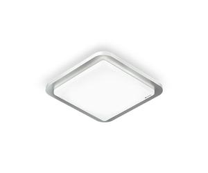 Steinel RS LED D2 S Lámpara LED de techo, en color acero inoxidable, con consumo de 8,8 W, sensor de movimiento de 360°, luz nocturna y luz continua