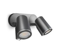 Steinel Spot DUO SC Foco LED, fabricado en aluminio, en color antracita, con consumo de 14,6 W, sensor de movimiento de 90° y bombilla LED GU10, conectable y controlable a través de una aplicación