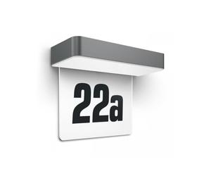 Steinel XSolar SOL-O HN 065935 Lámpara solar, en color antracita, con número de casa iluminado, dispositivo de control crepuscular y batería de 2000 mAh