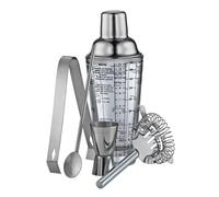 STEINER Cocktail Bar Set Kit 5Piezas Utensilios de Bar, Juego de Bar Cosmopolitan, Acero Inoxidable, Coctelera con Recetas, Cuchara de cóctel, medidor de Barra, colador de Barra, Pinzas para Hielo.
