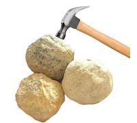 Steinfixx Juego de geodas grandes de tres piezas en tamaño de béisbol, 7 - 8 cm, 900 - 1000 gramos para romper tú mismo, con instrucciones y explicación