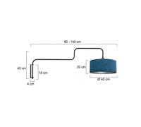 Steinhauer Aplique de pared Bloeba, negro/azul, saliente 140 cm, terciopelo