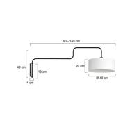 Steinhauer Aplique de pared Bloeba, negro/blanco, saliente 140 cm, lino
