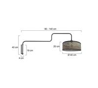 Steinhauer Aplique de pared Bloeba, negro/madera, saliente 140 cm, madera
