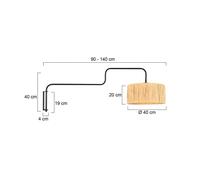 Steinhauer Aplique de pared Bloeba, negro/marrón, saliente 140 cm, algas marinas