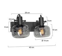 Steinhauer Aplique de pared Glaslic, 2 luces, gris humo, cristal, metal