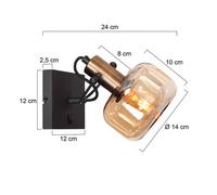 Steinhauer Aplique de pared Glaslic, ámbar, 1 luz, cristal, metal