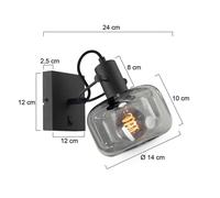 Steinhauer Aplique de pared Glaslic, gris ahumado, 1 luz, cristal, metal