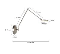 Steinhauer Aplique de pared LED Zenith 2 con brazo, acero, CCT, metal, enchufe