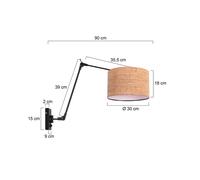 Steinhauer Aplique de pared Prestige Chic negro/marrón, saliente 90 cm, corcho