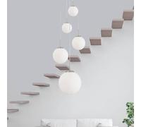Steinhauer Bollique lámpara colgante, acero, blanco opal, cristal, redonda de 5 luces