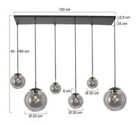Steinhauer Lámpara colgante Bollique, 6 luces, negra