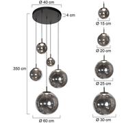 Steinhauer Lámpara colgante LED Bollique, 5 luces, redonda, negra, cristal