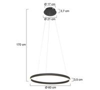 Steinhauer Lámpara colgante LED Ringlux Ø 60cm 2 luces negro