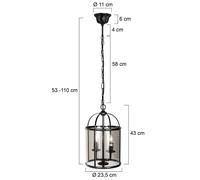 Steinhauer Lámpara colgante Pimpernel, Ø 23 cm, negro, cristal gris humo