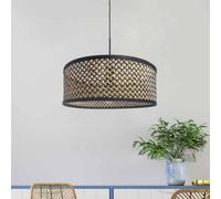 Steinhauer Lámpara colgante Sparkled Light, pantalla de mimbre en negro y madera