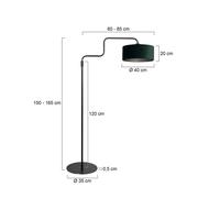 Steinhauer Lámpara de pie Bloeba, negro/verde, altura 165 cm, terciopelo