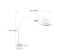 Steinhauer Lámpara de pie curvada Sparkled Light crema/blanca, 240 cm, seda