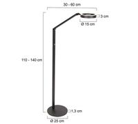 Steinhauer Lámpara de pie LED Ringlux, negro, metal, regulable