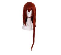 Steins Gate Makise Kurisu Christina Cosplay Wig 100CM Long Straight Auburn Heat Resistant Synthetic Hair Wig + Wig Cap