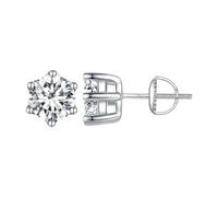 Steinschmuck Damen Ohrringe Round Lab Grown Or Natural Stud (IGI Certified 0.70 & Up) Popular Screw Back Earrings In Solid Gold 0.04 Ctw & Up For Her Ohrringe Amethyst Silber 925, talla única, Metal,