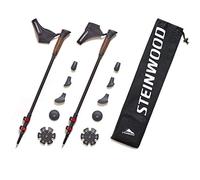 Steinwood Premium 100% Carbon Bastones de Marcha Nórdica Ajustables con telescopio y Cierre de Clip con Amortiguador de Goma Extra y Bolsa de Transporte, Multicolor