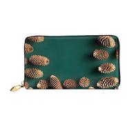 STejar Cartera de piel con borde de cono de pino para mujer, bolsa de mano de gran capacidad, bolsa de mano para teléfono celular, tarjetero de crédito, negro, talla única, moderna, Black, Talla