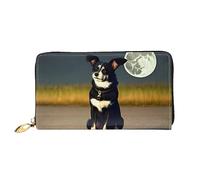 STejar Dog Under Moon - Cartera de piel para mujer, bolsa de mano de gran capacidad, bolsa de mano para teléfono celular, tarjetero de crédito, color negro, talla única, moderna, Black, Talla única,