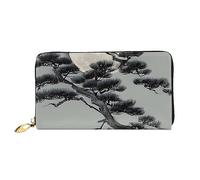 STejar Pine Tree Under The Moon - Cartera de piel para mujer, bolsa de mano de gran capacidad, bolsa de mano para teléfono celular, tarjetero de crédito, color negro, talla única, moderna, Black,