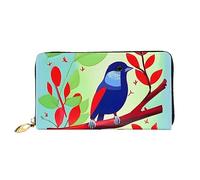 STejar Red Leaf Bird - Cartera de piel para mujer, bolsa de mano de gran capacidad, bolsa de mano para teléfono celular, tarjetero de crédito, negro, talla única, moderna, Black, Talla única, Moderno