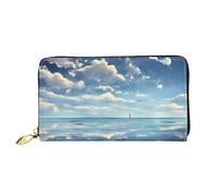 STejar White Clouds Over The Sea - Cartera de piel de gran capacidad para mujer, bolso de mano para teléfono celular, tarjetero de crédito, color negro, talla única, moderna, Black, Talla única,