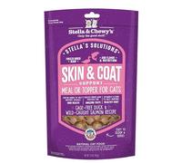 Stella & Chewy's Stella's Solutions Skin & Coat Boost - Mezclador de cena de pato y salmón salvaje sin jaulas - Alimento para gatos crudo liofilizado, rico en proteínas, sin granos, bolsa de 7.5 onzas