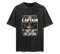 Stella Harmon The Captain Is Always Right Men's T-Shirt Unisex Black Cotton Hip Hop Print tee Shirts 3XL
