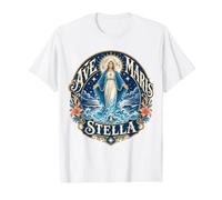 Stella Maris Nuestra Señora Estrella del Mar María Latina Católica Camiseta gráfica económica, Hombre, Blanco, XL