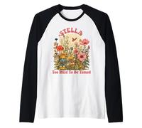 Stella Name Cute Retro Girls Wildflower Stella Name Camiseta Manga Raglan