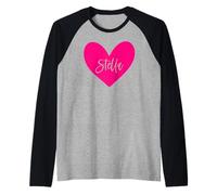 Stella Nombre Corazón Amor Mujer Niña Amiga Personalizado Rosa Camiseta Manga Raglan