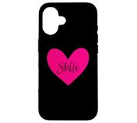 Stella Nombre Corazón Amor Mujer Niña Amiga Personalizado Rosa Carcasa para iPhone 16
