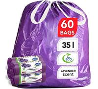 Stella Pack Bolsas Basura 35l 60 Unidades Resistentes Cierre Con Cordón Color Púrpura Aroma Lavanda
