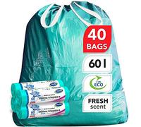 Stella Pack Bolsas Basura Basura Resistentes de Cierre Hermético 60l Resistentes y Color para Plástico y Oficina Plástico Reutilizado Impermeables Carga Pesada Aroma Fresco Color Menta